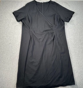 Lands' End schwarzes Faux Wickelkleid Kurzarm Damen 22W gerafft V-Ausschnitt - Bild 1 von 9