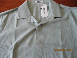 NWT Coofandy Shirt Mens LG GREEN Short Sleeve Hidden Button-Down LINEN BLEND - Picture 1 of 5