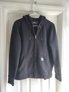 Carhartt Black Hoodie Womens Med Unisex Relaxed Fit Full Zip Sweatshirt 102788 - Picture 1 of 24
