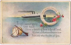 Postkarte Hände über den Ozeandampfer - Bild 1 von 2