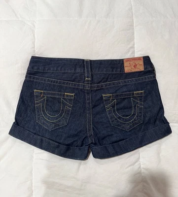 Pantalones Cortos Jean Jess Vintage Y2K True Religion Cintura Baja Oscuro Talla 28 Foto 1 de 4