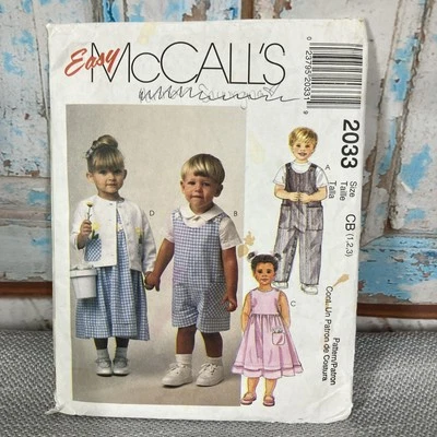 McCalls 2033 Sewing Pattern Size 1-3 TGirls and Boys Outfits 1999 - Image 1 of 4