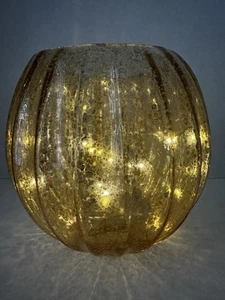 8" Illuminated Ribbed Mercury Glass Hurricane by Valerie Parr Hill in Gold - Picture 1 of 9