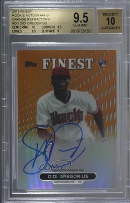 2013 Finest Rookie Refractor Orange /99 Didi Gregorius BGS 9.5 GEM MINT Auto RC - Image 1 of 2