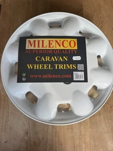 13" Wheel Trims Pair White Milenco 80-953 new Caravan Motorhome Trailer 4 holes - Picture 1 of 2