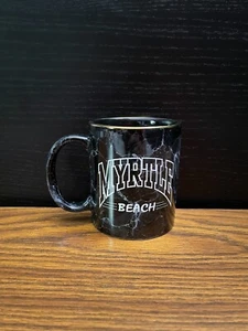 Myrtle Beach Black Marble Coffee Mug Silver Phoenix Coffee Cup Black - Picture 1 of 5