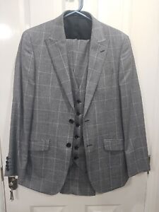 Men’s Hardy Amies Savile Row, London 3 Piece Check Suit - Brinsley Fit- RRP £450