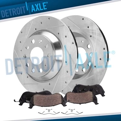 Rear Drilled and Slotted Brake Rotors Brake Pads Kit for TT Quattro Jetta Tiguan - Image 1 of 4