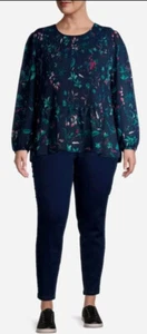 Pantalon jeggings taille moyenne bleu foncé Terra & Sky taille plus 2X (20W-22W) NEUF - Photo 1/5