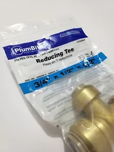 JONES STEPHENS C77443LF 3/4" x 1/2" x 1/2" Reducing Tee PLUMBITE Brass Push On - Picture 1 of 3