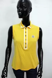 Moncler Polo Jersey Frauen Größe M Gelb T-Shirt Baumwolle Frau Logo - Bild 1 von 15