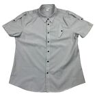 PAUL FRANK | Men's Striped Button Shirt Shoulder Tabs & Sideways Top Pocket | XL