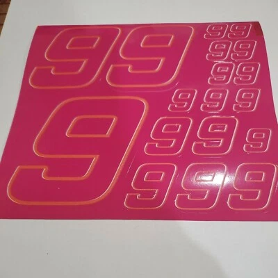 Plum w yellow/white #9 Racing Numbers Vinyl Decal Sheet -Nascar-GMC - Image 1 of 4