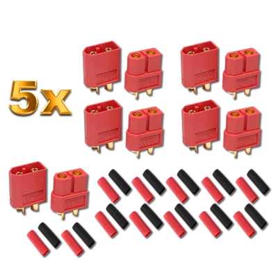5 pares XT60 Nylon ESC Lipo batería enchufe dorado hembra rojo incl. tubo ter... - Imagen 1 de 4