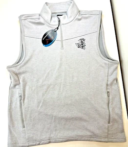 Greg Norman Shark Herren L Weste 1/4 Reißverschluss grau meliert Golf Neu mit Etikett - Bild 1 von 9