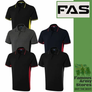 Mens Short Sleeve Polo Two Tone Shirt High Quality Hard Wearing Casual Work Top - Picture 1 of 7