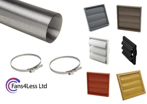 Cooker Hood Duct Gravity Vent Kit Fan Extractor Tumble 100mm 125mm 150mm 4"5"6" - Picture 1 of 7
