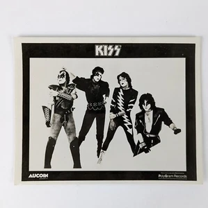 KISS Banda Completa Original Vintage Prensa Aucoin Promo Foto Imagen 8x10 Blanco y Negro  - Imagen 1 de 8
