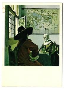 Postcard Jan Vermeer: Officer and Laughing Girl Art Painting - Picture 1 of 2