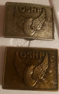 2) OSHP Ohio State Hwy Patrol individuell gefräste Metall Gürtelschnalle Made in USA 1976 - Bild 1 von 13