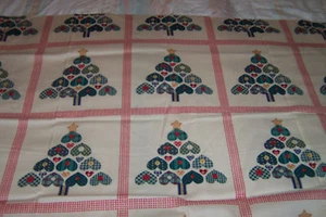 Country Heart Christmas Trees Cotton Fabric - 1 1/2+ yards - Picture 1 of 3