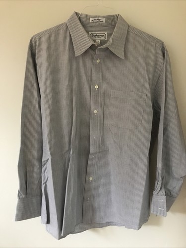 Camicia elegante vintage Burberry Burberrys London blu a quadri cotone Oxford 17 33 50" USA