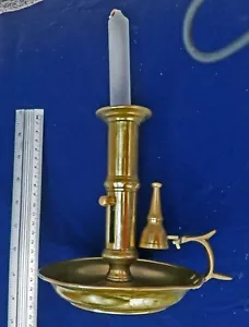 **CLASSIC  Antique Brass Push Up Candlestick + Snuffer - Picture 1 of 5