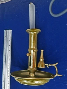 **CLASSIC Antique Brass Push Up Candlestick + Snuffer - Picture 1 of 5