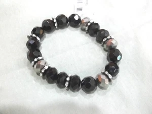 NUEVO - PULSERA Y CAJA DE REGALO DE CUENTAS ELÁSTICAS NEGRAS DE MODA / BONITO, LLAMATIVO - Imagen 1 de 2
