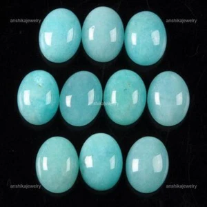 Natural Oval Amazonite Loose Ethical Cabochon Gemstone 8X10MM - Picture 1 of 10