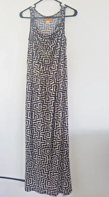 Vestido maxi Ruby Rd Petites preto e bronzeado geométrico sem mangas gola redonda tamanho PS - Imagem 1 de 4