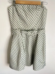 Portmans Dress Womens Size 10 Beige Black Bow Strapless Tube Zip Lined Flowy - Picture 1 of 17