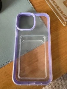 iPhone 13 Pro Max case , Clear/lavender with card holder - Zdjęcie 1 z 2
