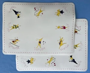 Set/2 Pottery Barn Kids Santa's Reindeer Rudolph Vinyl Christmas Placemats New - Picture 1 of 5