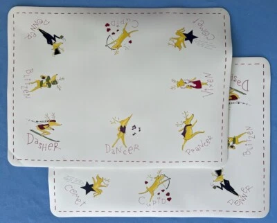 Set/2 Pottery Barn Kids Santa's Reindeer Rudolph Vinyl Christmas Placemats New - Image 1 of 4