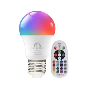 RGB LED Bulb 7W E27 with Remote | Dimmable | 16 Colours + Warm White | 1 Pack - Picture 1 of 5