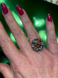 NEW!EFFY MULTISTONE & STERLING SILVER FLORAL RING /SIZE 7/REDUCED!/$290 - Picture 1 of 12