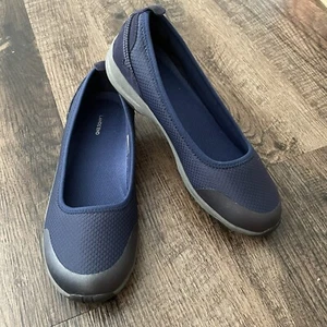 LANDS' END Women's Sz 6 Solid Blue Textile Comfort Flats - Picture 1 of 9
