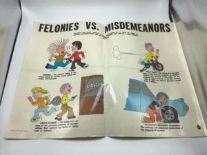 Original LAW Poster 1976 justice publications -- FELONIES VS. MISDEMEANORS -- - Picture 1 of 3