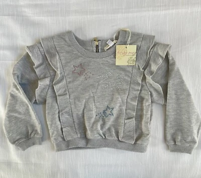 Truly Me By Sara Sara 女孩水钻星星褶皱运动衫尺寸 4 全新 — 第 1/4 张图片