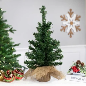 Northlight 18" x 9.5" Mixed Green Pine Artificial Christmas Tree in Burlap Base - Picture 1 of 6