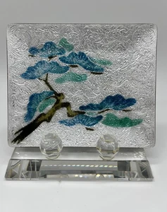 Emaille auf Kupfer Matsu Design Cloisonne Teller Vintage 1980er Schmuck Tablett Japan - Bild 1 von 6