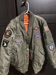 Top Gun Jacket Da Fei Li Full-zip MA-1 Bomber Flyer's Kid's Youth M 10 - Picture 1 of 6