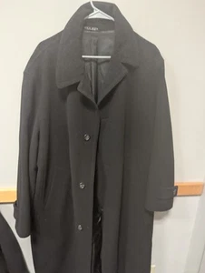 Hugo Boss 100% Virgin Wool Black Trench Coat 38R Single Breast- 4 Button - Picture 1 of 8