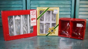 Vintage Set/10 klare mundgeblasene Glas Weihnachtsschmuck mit Boxen Lee Wards Rauch - Bild 1 von 12