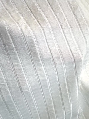 Ivory Textured Stripe Jersey Knit Fabric Yardage 81" Wide X 62" Length  1.7 Yds - Image 1 of 4