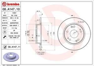 Brembo 08.A147.11 Brake Disc for Acura,Ciimo,Honda,Honda (Dongfeng) - Picture 1 of 3