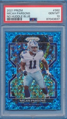 PSA 10 Micah Parsons 2021 Panini Prizm #382 No Huddle Blue/79 RC Rookie Cowboys Foto 1 de 2