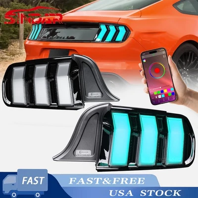 Smoked RGB LED Tail Lights For Ford Mustang 2015-2023 Animation Rear Lamps - Image 1 of 4