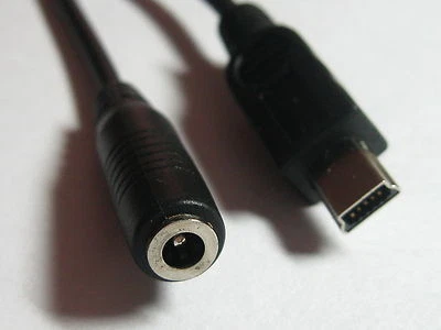 5 pcs USB Mini 5pin Male to 3.5x1.35mm DC Power Jack Female Black Cable 20cm New - Image 1 of 3